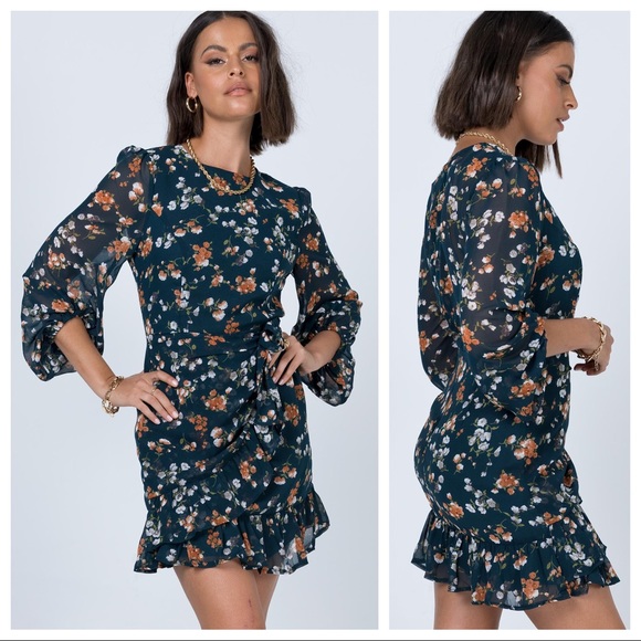 Princess Polly Teal Meral Mini Dress 6 - Picture 2 of 15